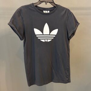 Adidas Charcoal Tee with White Trefoil Sz XS
